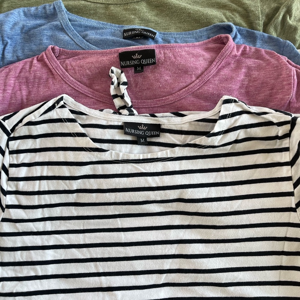 Nursing Queen Striped And Solid Tops Collection - image 1